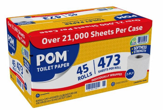 POM Toilet Paper 2-Ply (473 sheets/roll, 45 rolls)