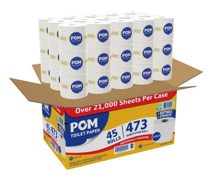 POM Toilet Paper 2-Ply (473 sheets/roll, 45 rolls)