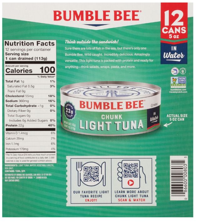 Bumble Bee Chunk Light Tuna (5 oz., 12 ct.)