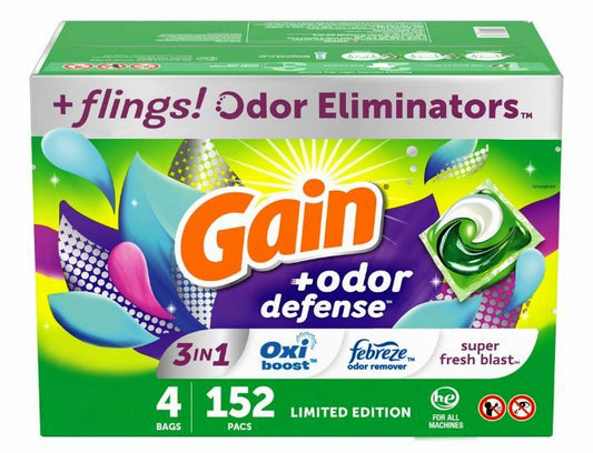 Gain Flings Liquid Detergent Super Blast Scent (152 ct.)