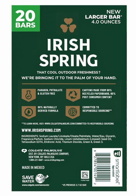 Irish Spring Bar Soap, Original Clean (4 oz., 20 ct.)