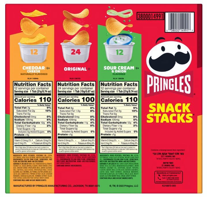 Pringles Potato Crisps Chips, Variety Pack, Snacks Stacks (33.8 oz. box, 48 ct.)