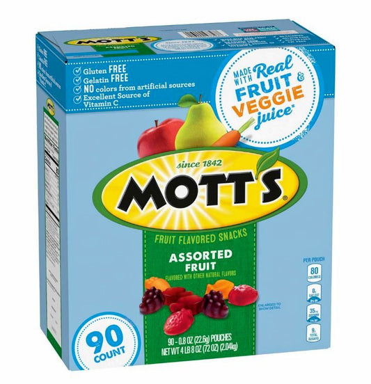 Mott's Fruit Flavored Snacks Assorted Fruit 0.8 oz., 90 pk.